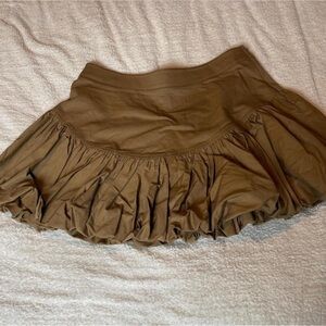 Elegant Tan Ruffled Mini Skirt